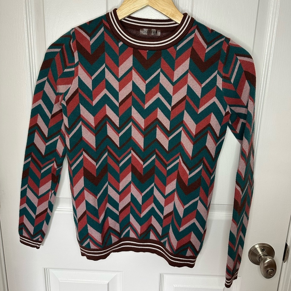 Vintage The Hush Shop Unclear Womens Chevron Sweater Size XSmall Retro 70’s 80’s